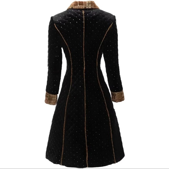 🎁  GORGEOUS Quilted Velvet Metallic Long Jacket The ipinel - Picture 3 of 10